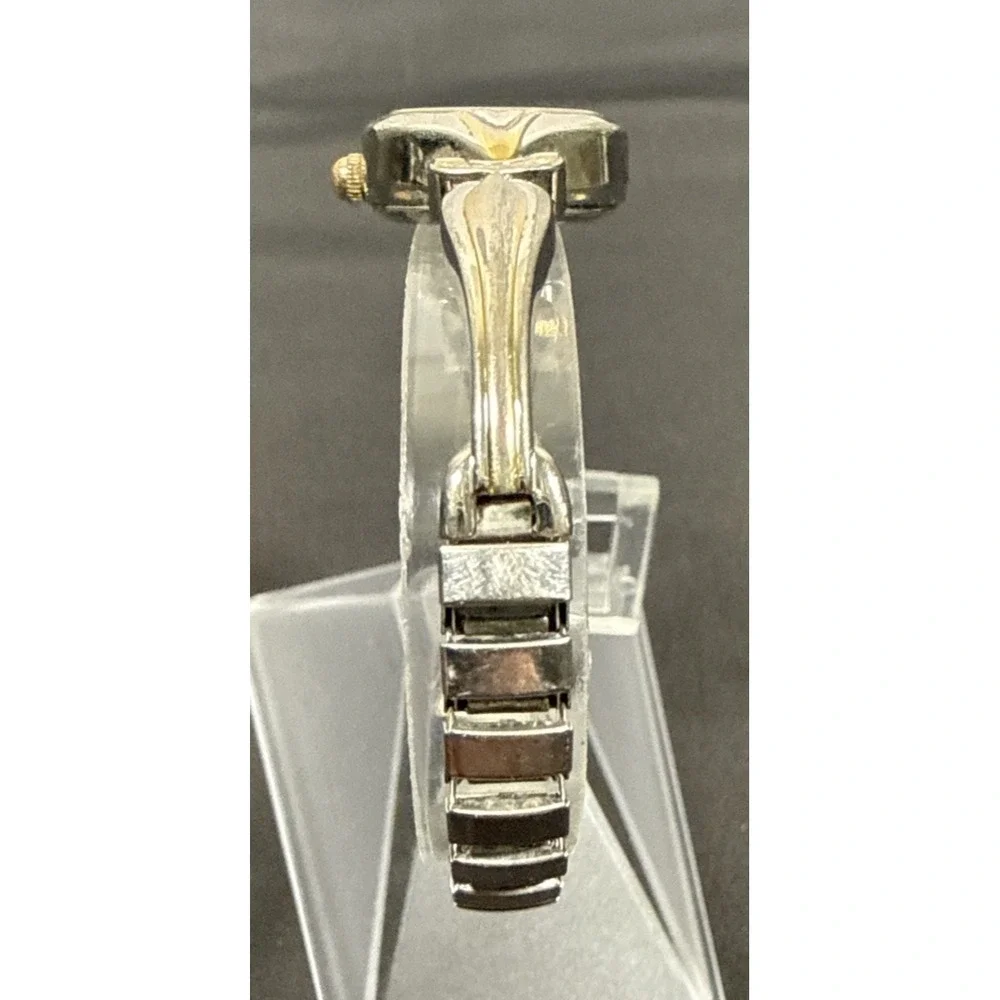 Unbranded Quartz Wristwatch Women Silver Gold Two Tone Oval Rhinestone Accent